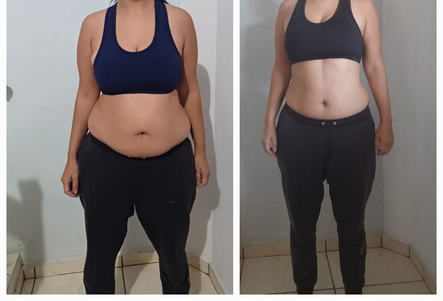 Antes e depois de aluna