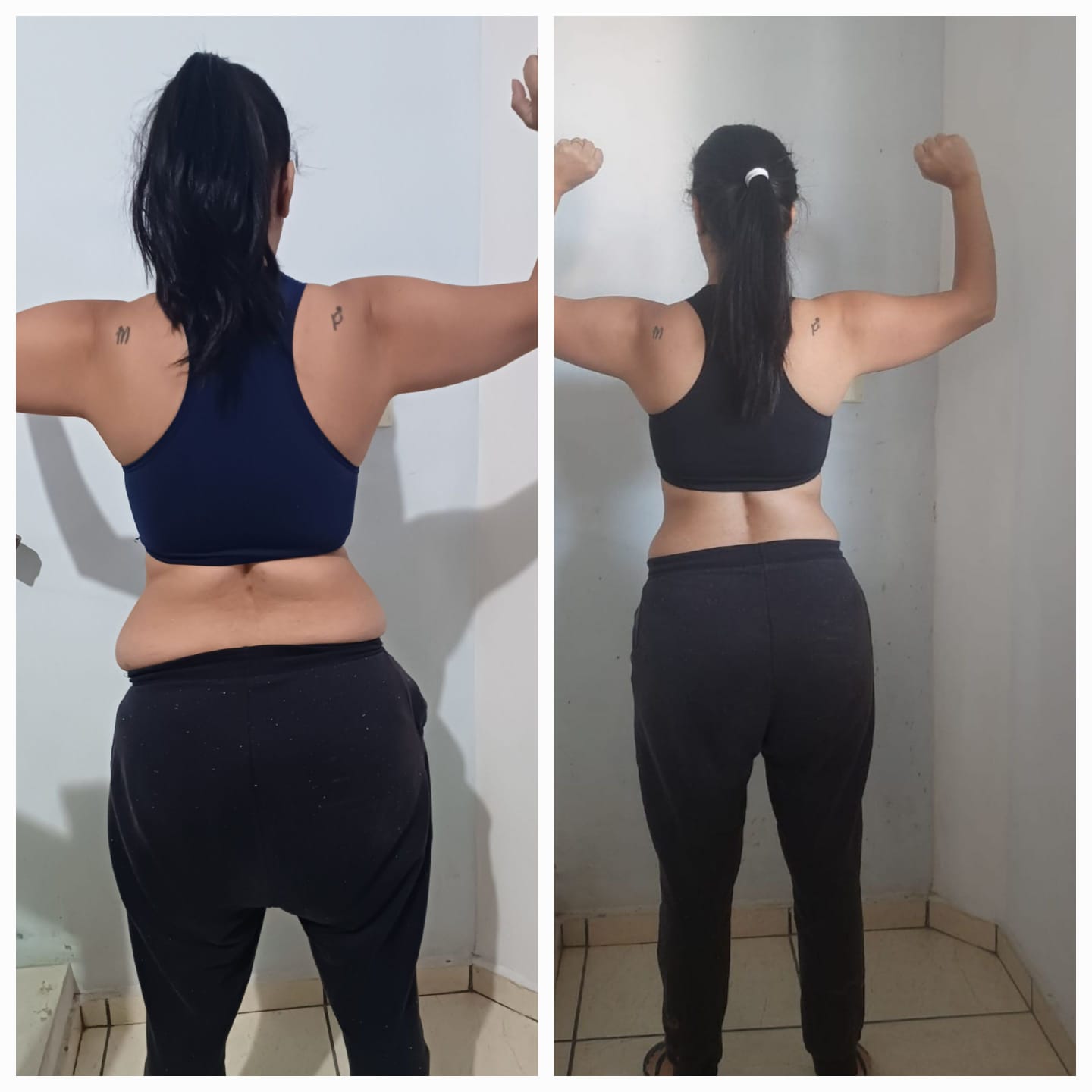 Antes e depois de aluna